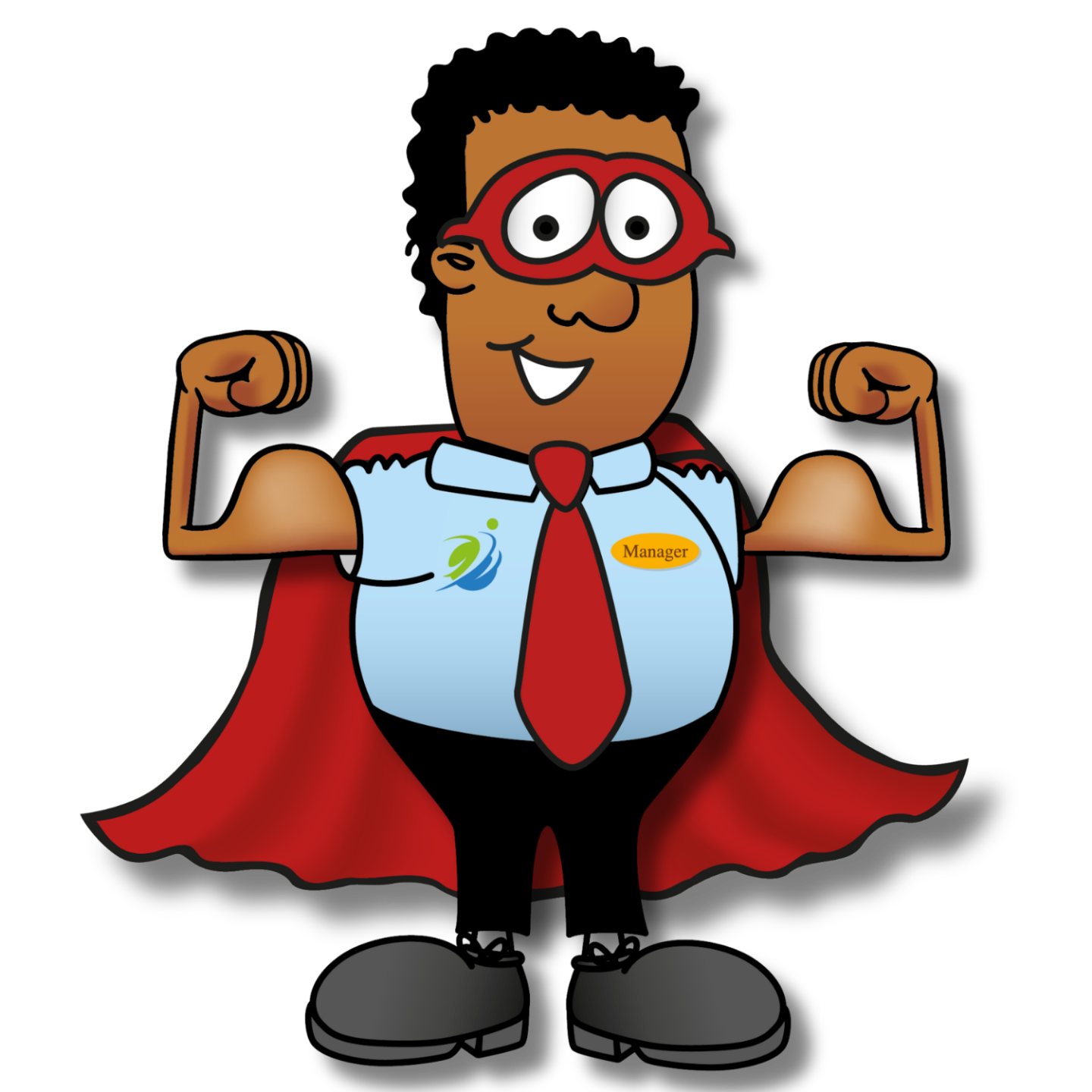 Smiling cartoon employee holding a pencil, ready to learn restaurant safety.