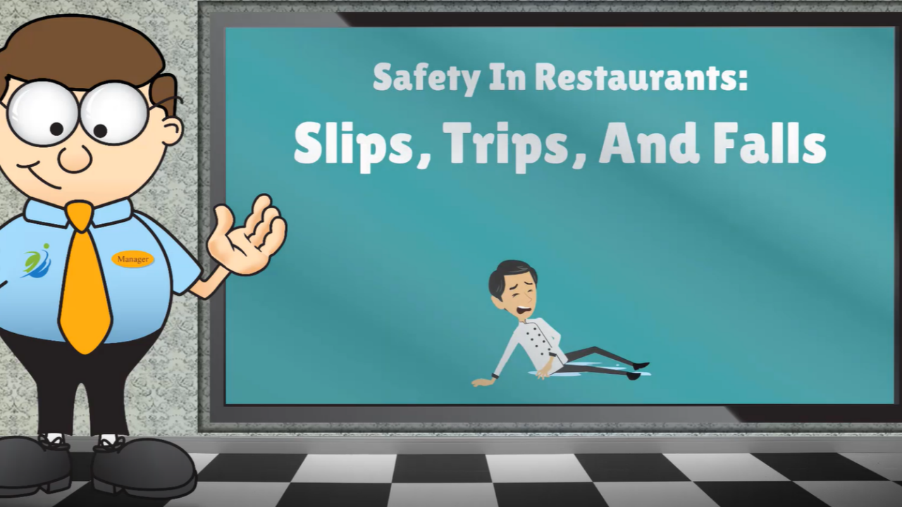 Restaurant Safety Calendar training on preventing slip, trip, and fall accidents in restaurants.