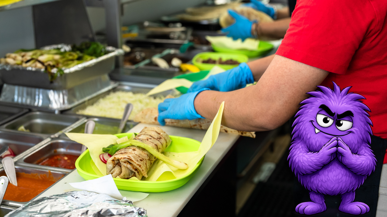 Restaurant employee lifting or moving supplies while NOD™, the Restaurant Safety Killer™ representing No Ongoing Documentation, waits nearby, illustrating why restaurants should document lifting safety training.