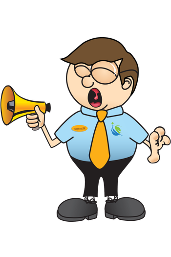 Cartoon restaurant safety manager with a megaphone promoting injury prevention, safety training documentation, compliance tracking, and a 30-day free trial of the REST Compliance Protection System™.