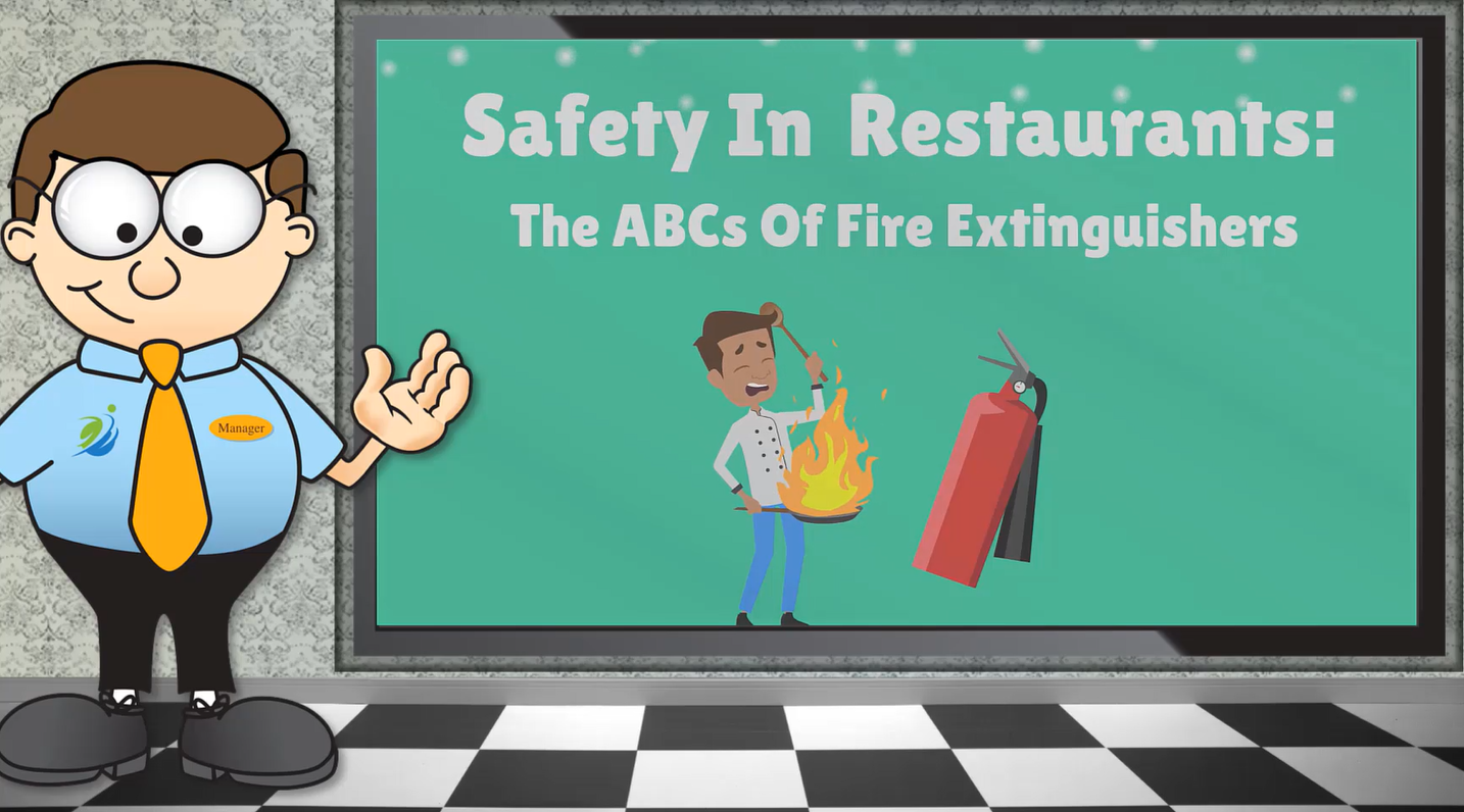 First slide of ABCs of Fire Extinguishers – restaurant safety video