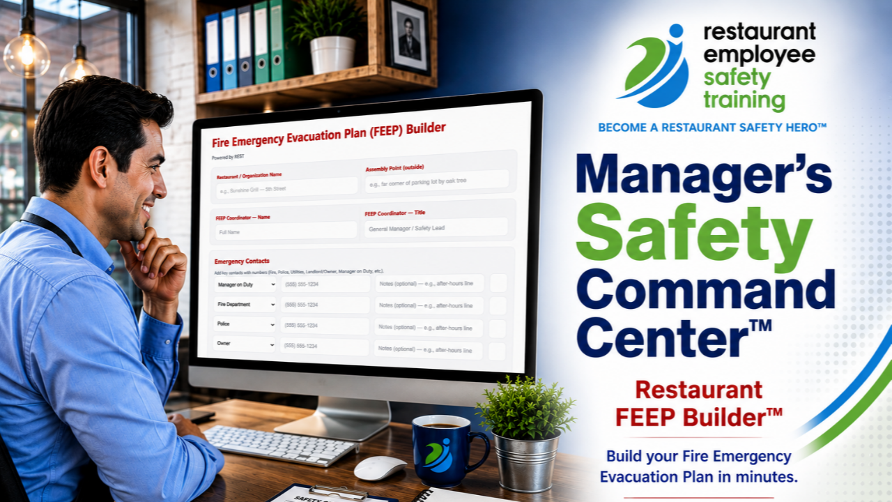 REST Fire Emergency Evacuation Plan Builder for creating a customized restaurant fire safety and evacuation plan