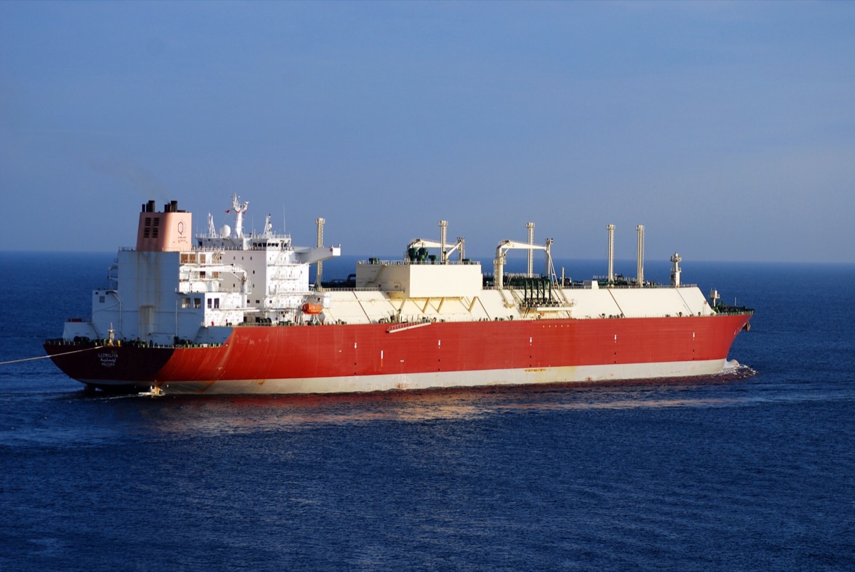 The Qatari liquefied natural gas carrier Lijmiliya at sea