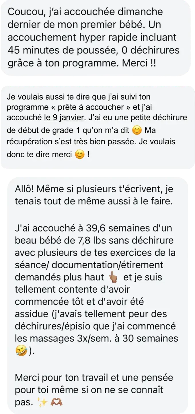 Témoignage : accouchement avec 45 minutes de poussée et 0 déchirure grâce au programme Prête à accoucher