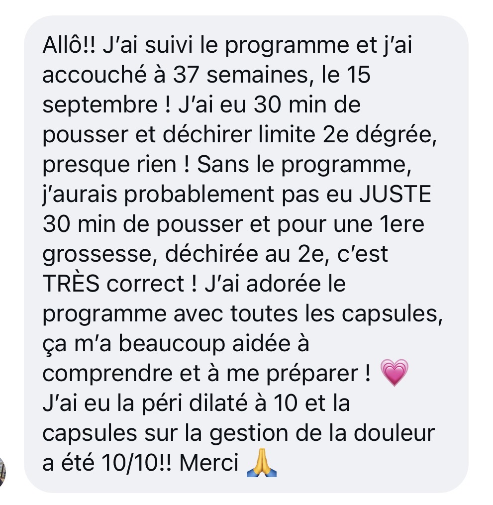 Témoignage d'une cliente de Prête à accoucher : 1er bébé, 30 minutes de poussée, déchirure de 2e degré, péridurale