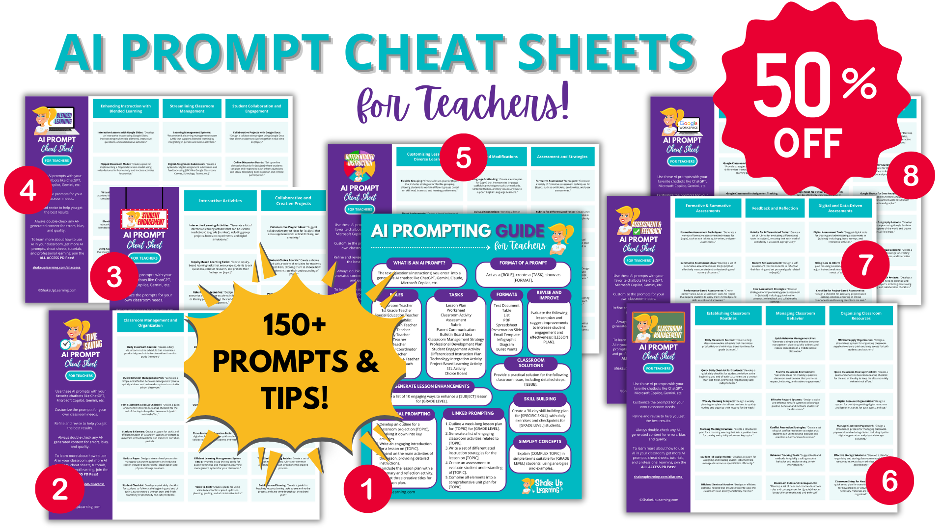 AI Prompt Cheat Sheets with 50% off