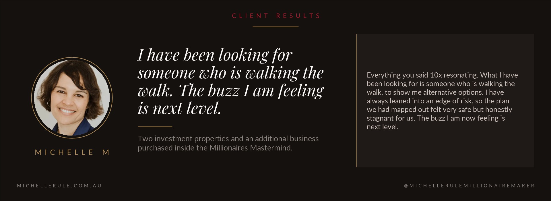 Michelle M, client result