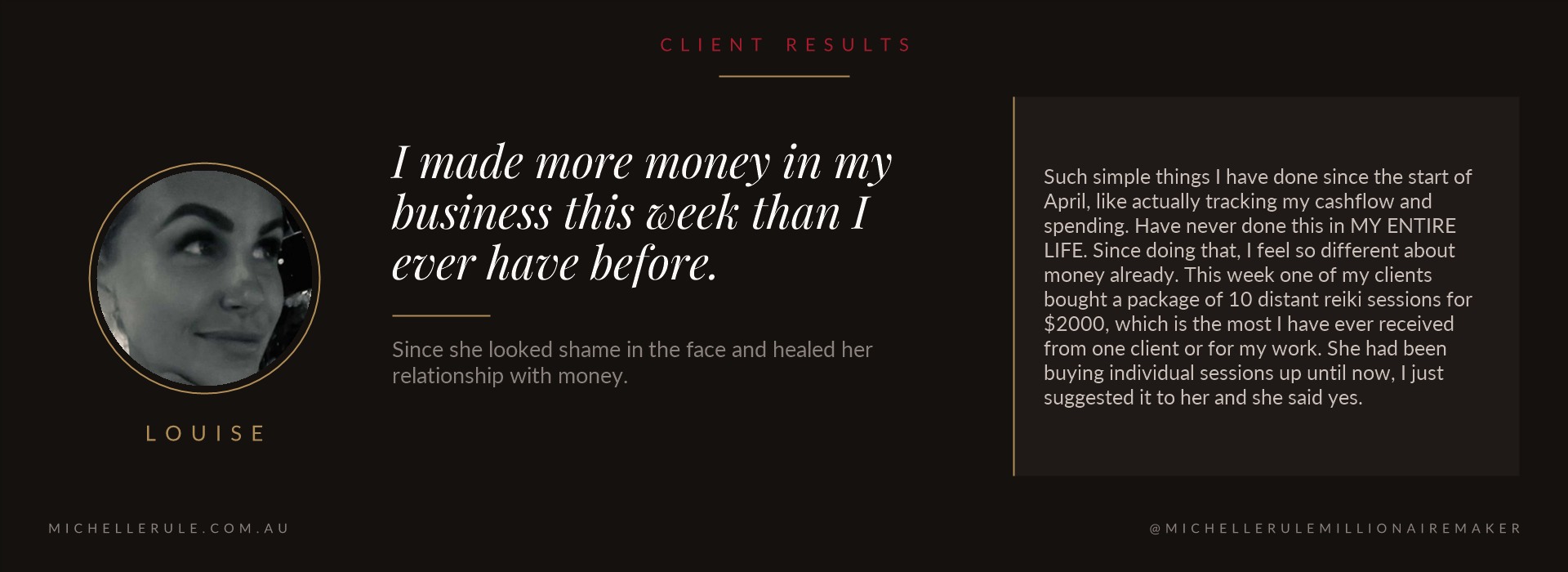 Louise, client result