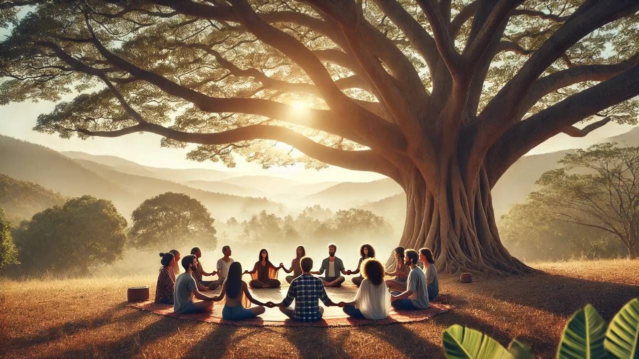Árbol iluminado, símbolo de crecimiento y desarrollo espiritual
