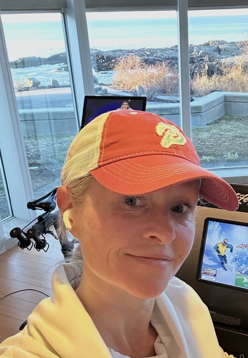 Michelle A. Bourque after a vacation morning workout with an ocean view