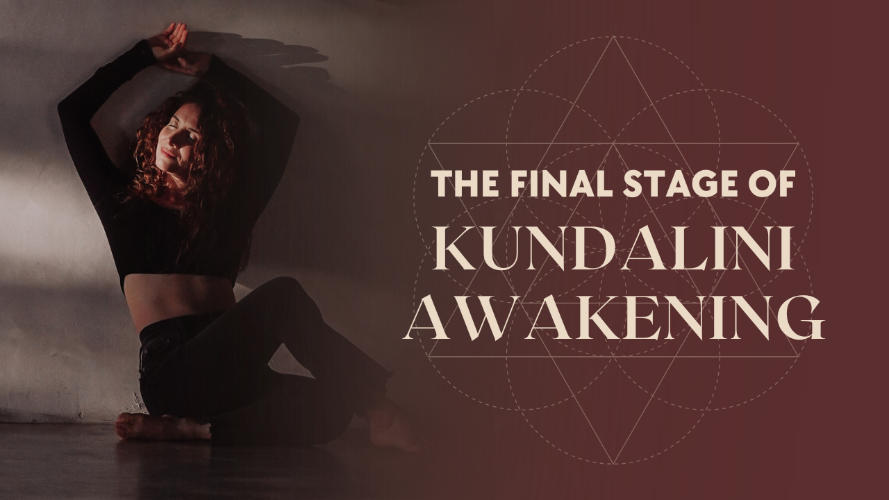 Lisa Rachel Snyder sitting in a dark moody space with text “The Final Stage of Kundalini Awakening” representing spiritual embodiment and kundalini integration