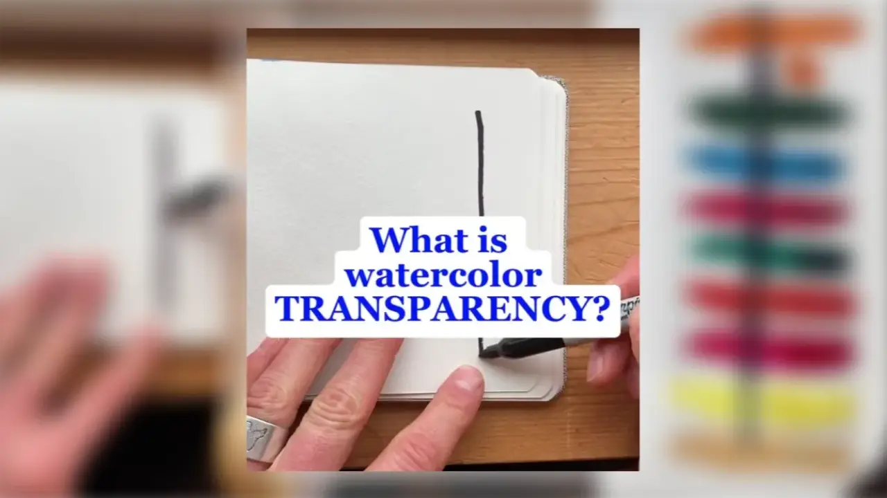 Juliene draws a black marker line on watercolor paper, demonstrating watercolor transparency and how to test paint opacity with a simple line test.