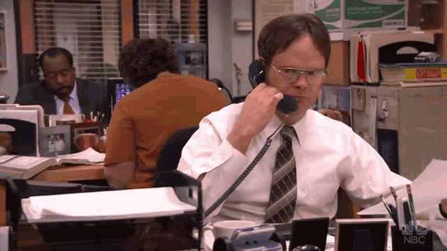 Dwight Schrute on the Phone at Dunder Mifflin