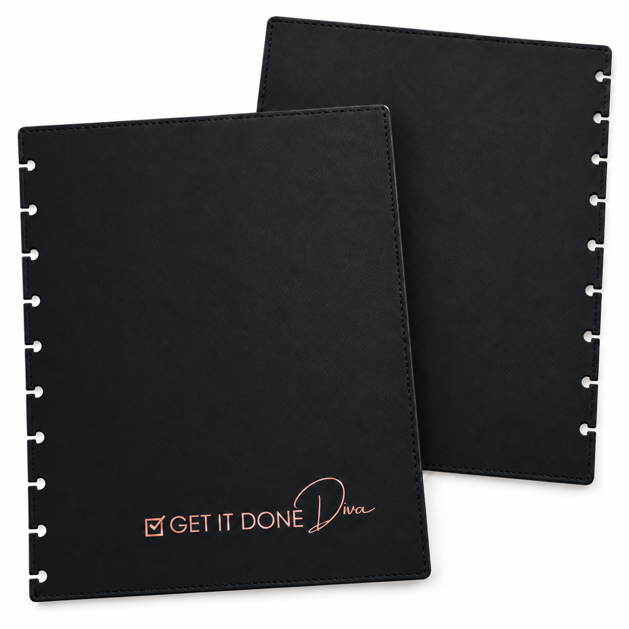 Vegan leather rose gold embossed covers