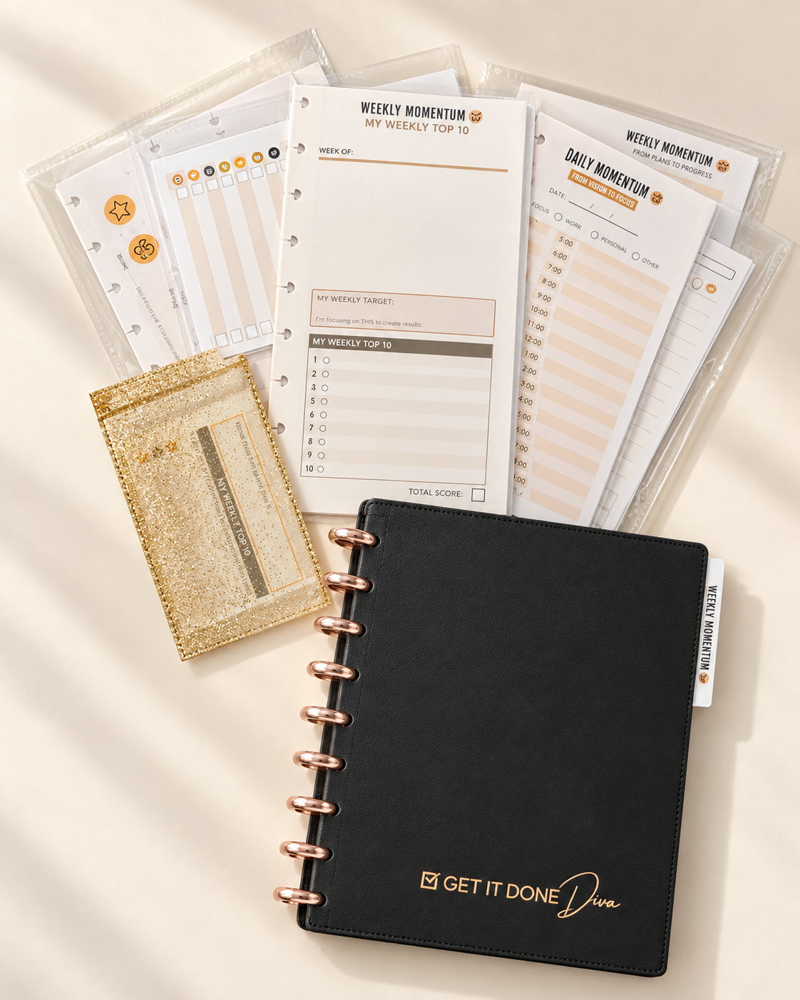 Open Get It Done 90-Day Planner weekly spread