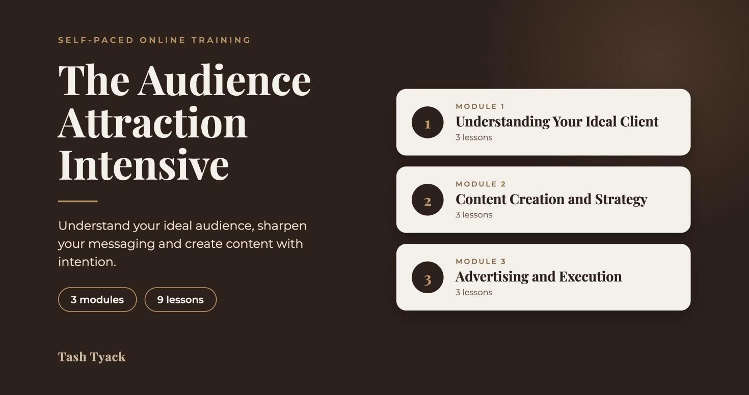 The Audience Attraction Intensive course graphic
