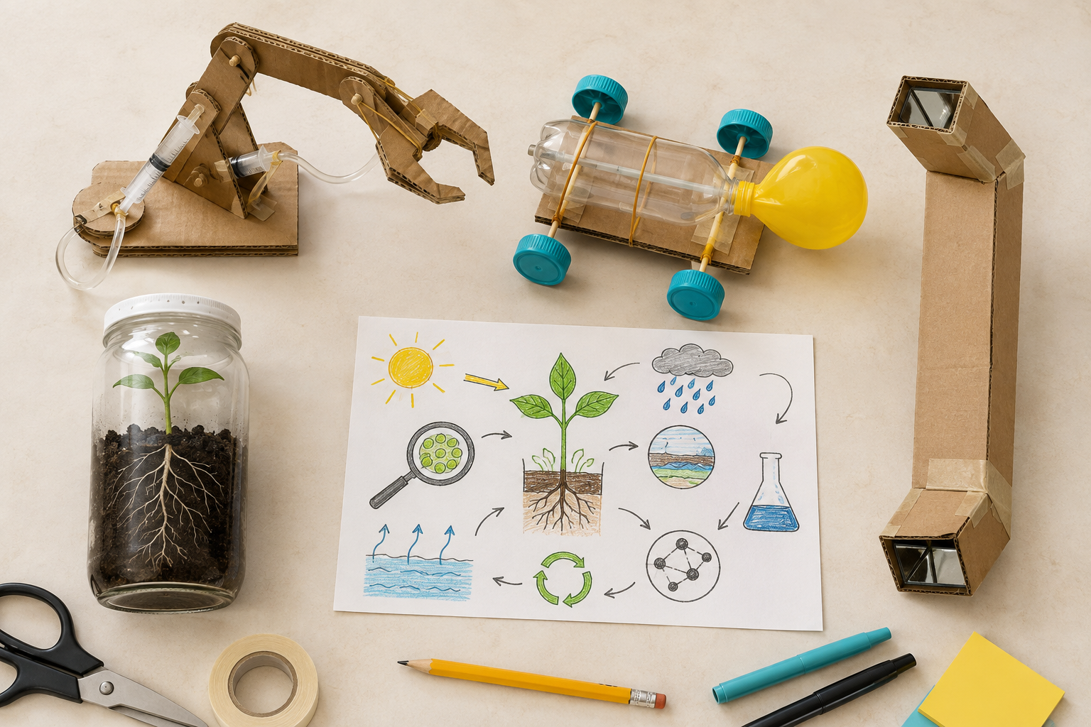 Child-made science models, investigations and posters