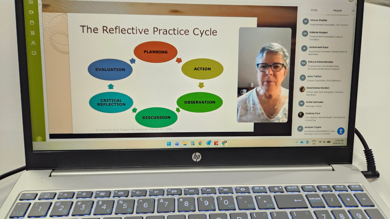 Ruth Duggan presenting a webinar on reflective practice