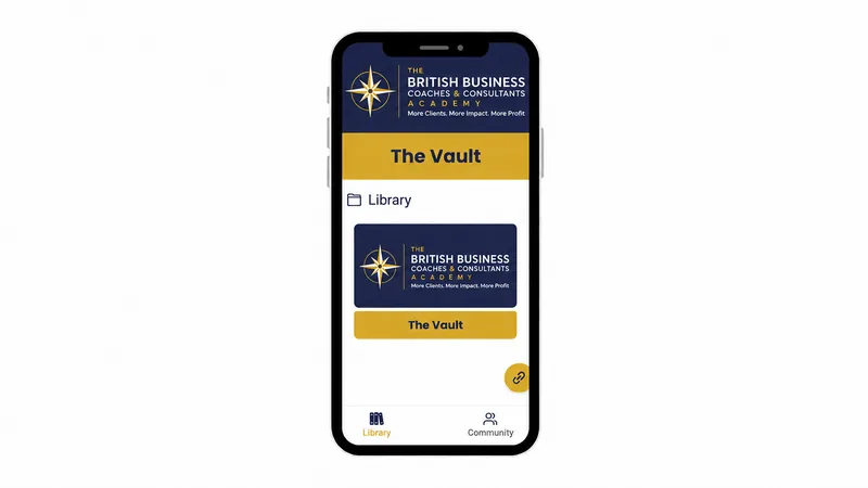 The BBCCA app on a phone, showing the Vault library and community tabs