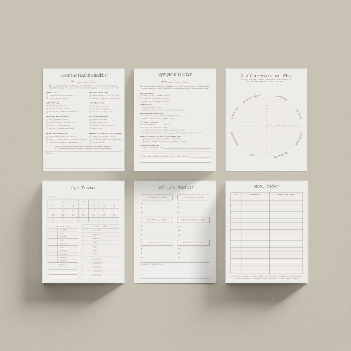 Hormone health checklists, symptom and mood trackers preview