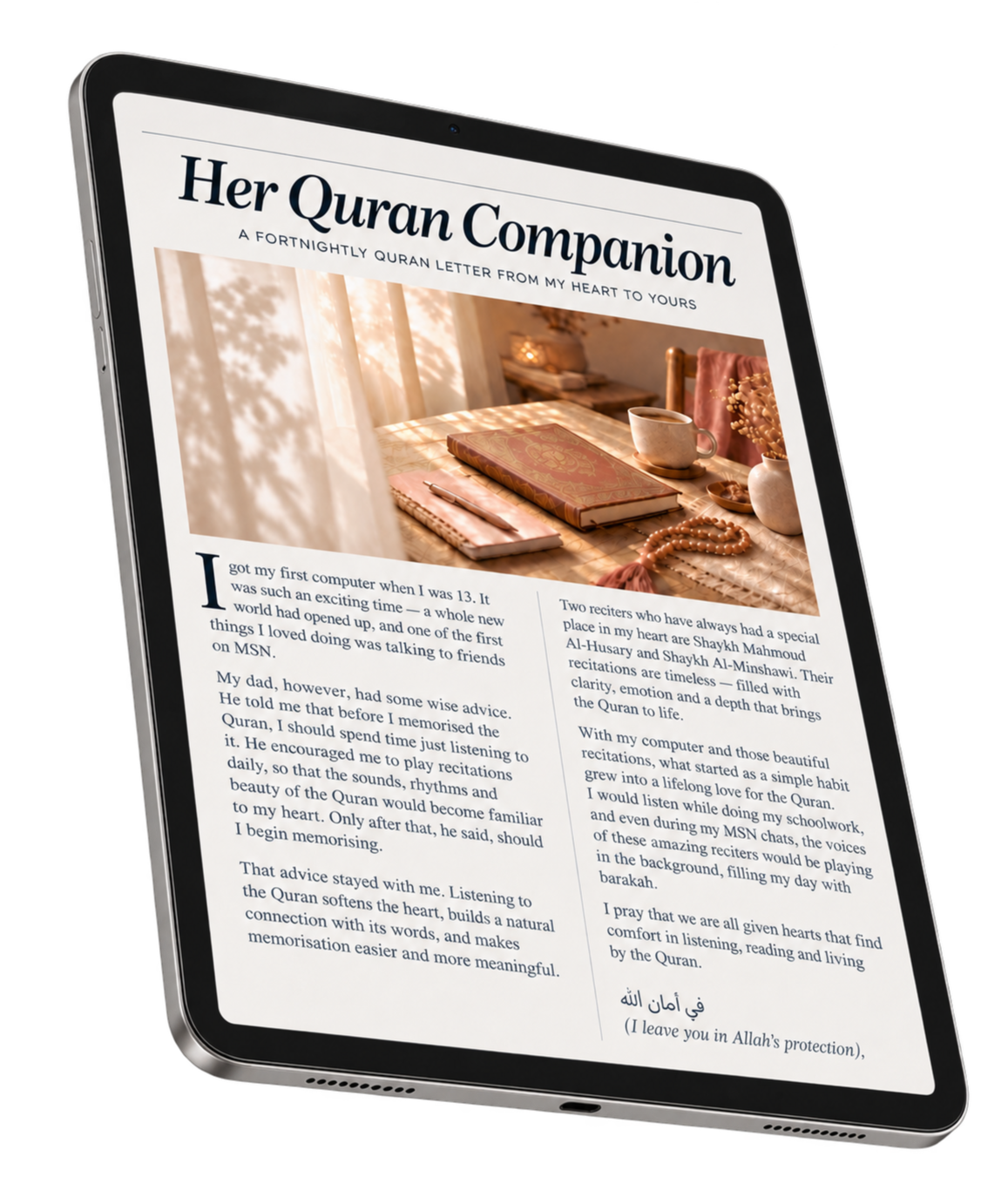 Her Quran Companion on an iPad