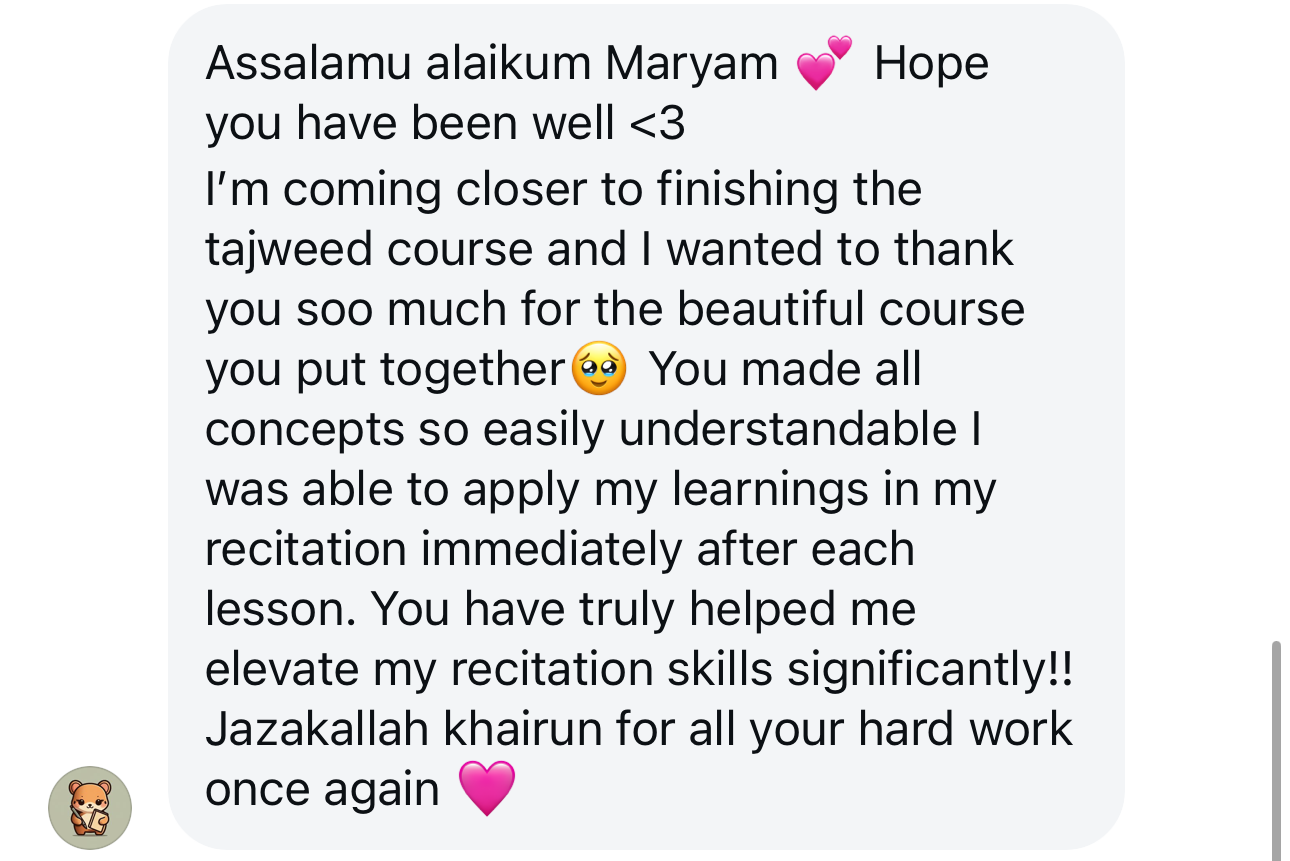 Tajweed Made Easy student feedback