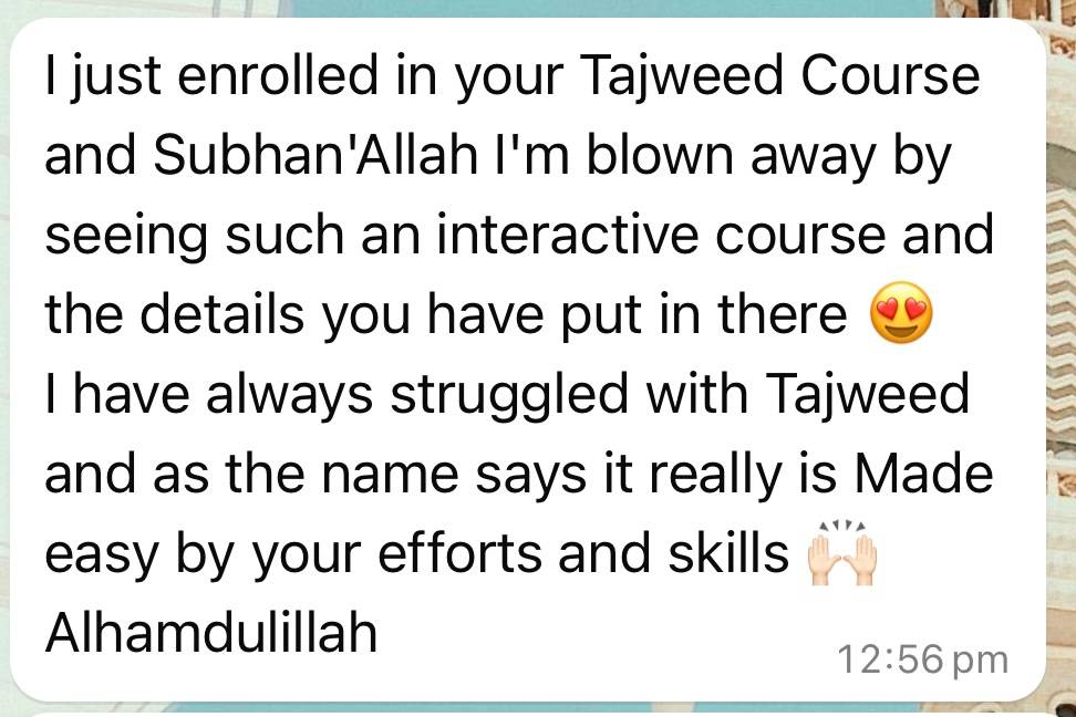 Tajweed Made Easy student feedback