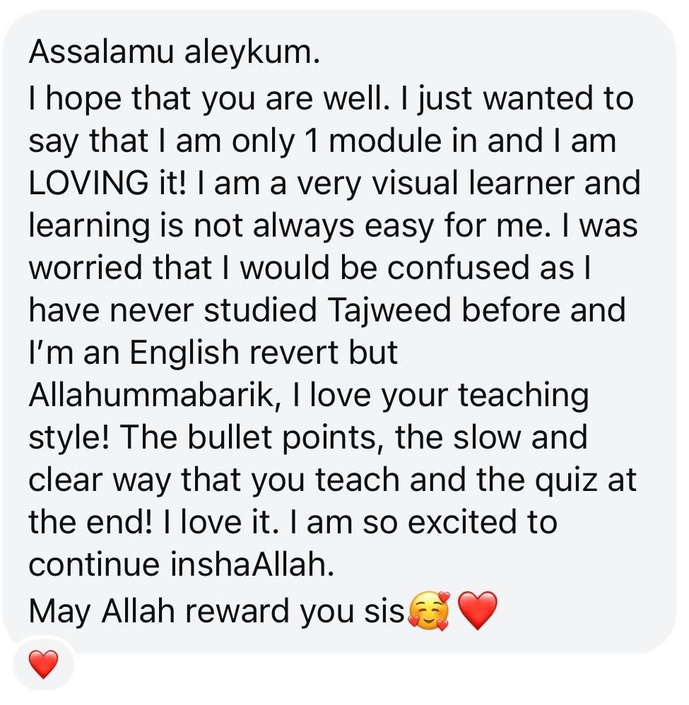 Tajweed Made Easy student feedback