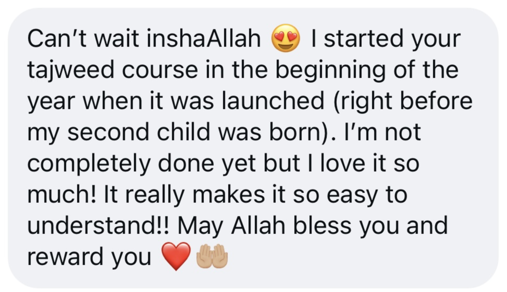 Tajweed Made Easy student feedback