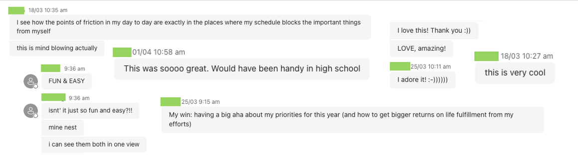 Testimonials of Efficiency Made Easy Students in Live Call Chat