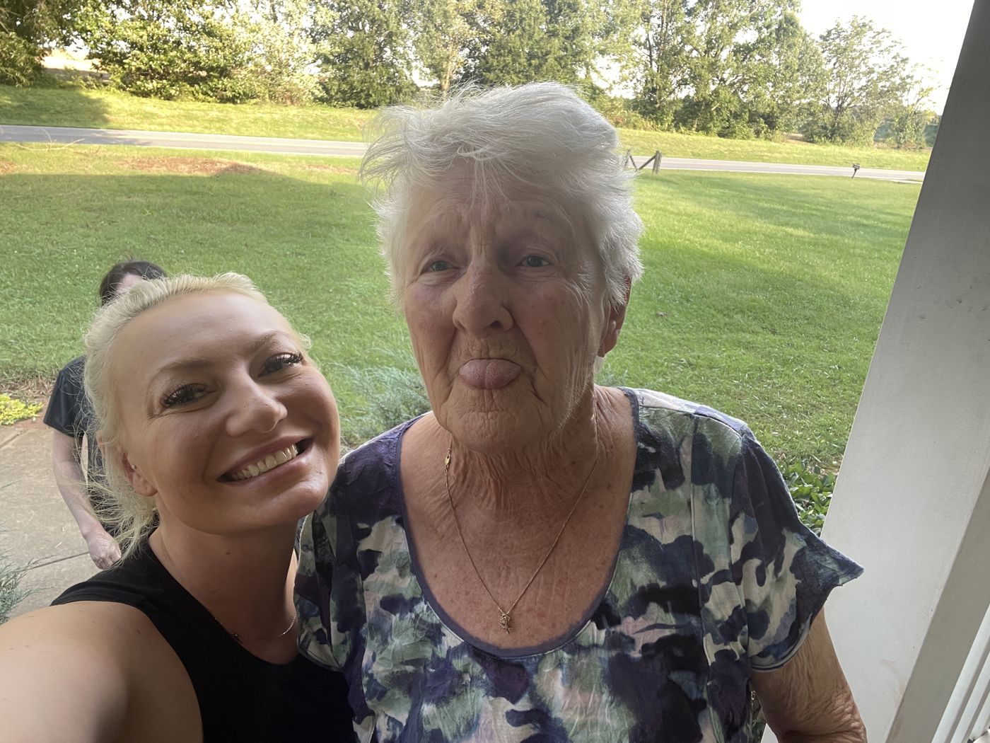 Miranda smiling in a selfie with her Grandma Brunhilda