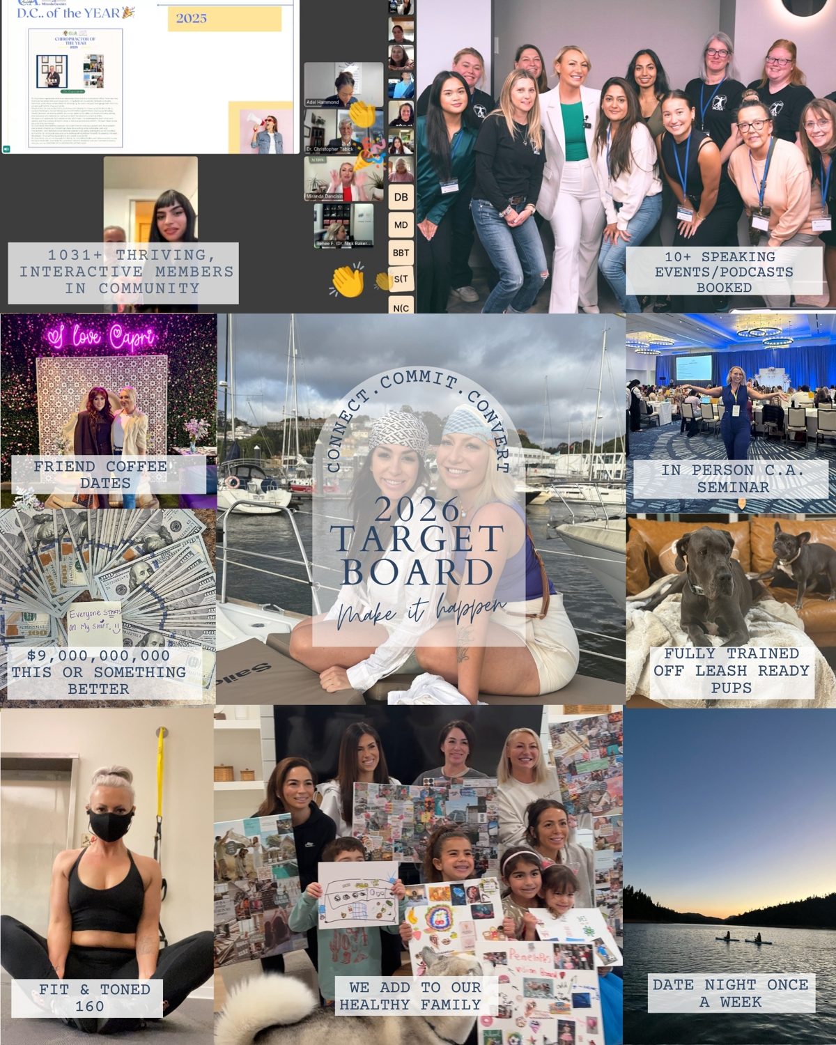 Miranda's 2026 target board collage with her business and personal targets