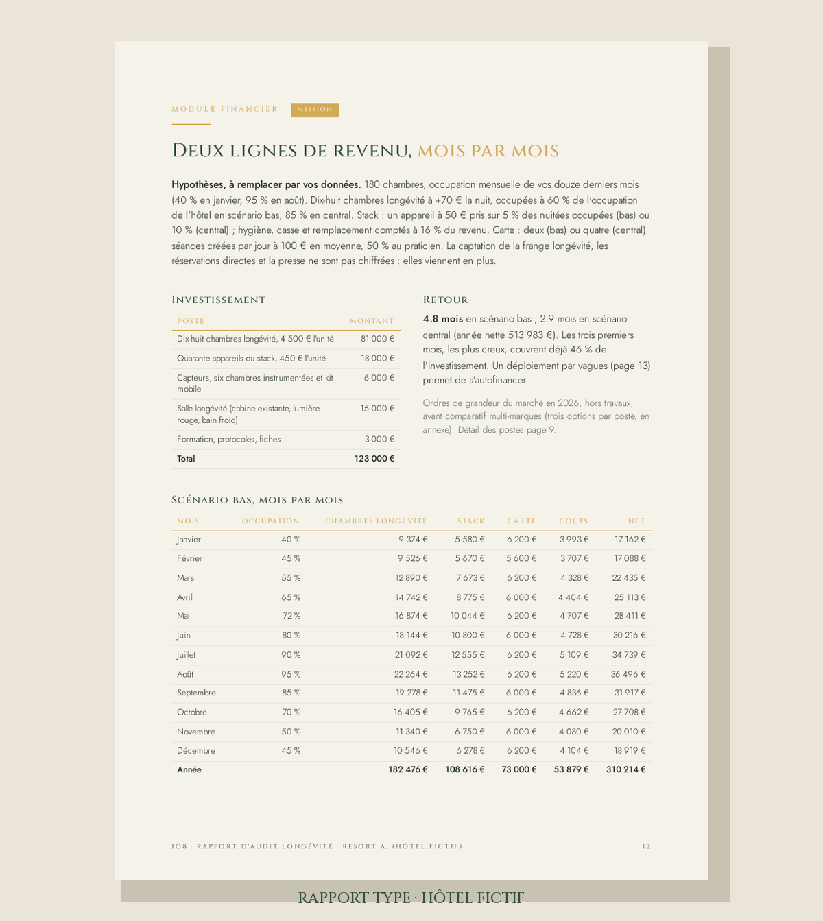 Rapport type, module financier