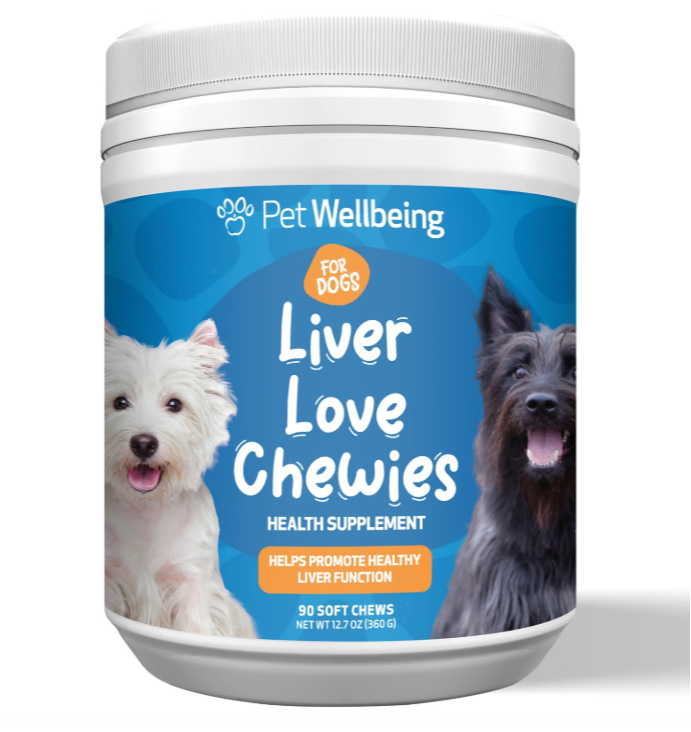 Pet Wellbeing Liver Love Chewies for Dogs - Liver Support, 90 Ct | NASC Certified & Vet-Formulated Soft Chews with Milk Thistle, Bupleurum Root &...