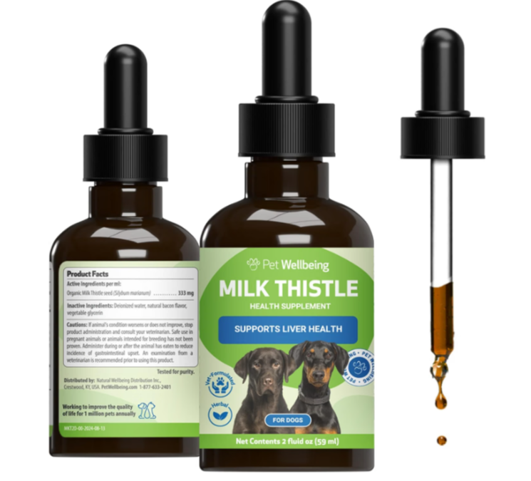  Pet Wellbeing Milk Thistle for Dogs - Liver Detox & Health, 2 oz | NASC Certified & Vet-Formulated Liquid Supplement with Organic Milk Thistle Seed