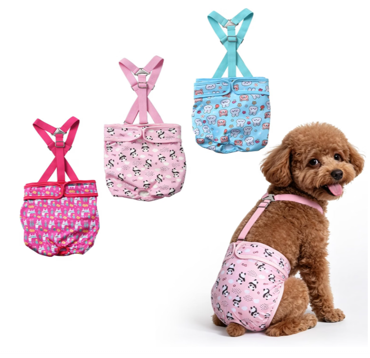 Female Dog Diapers Reusable Dog Diapers Female Washable female Dog Diaper with Suspender for Heat Period, Incontinence