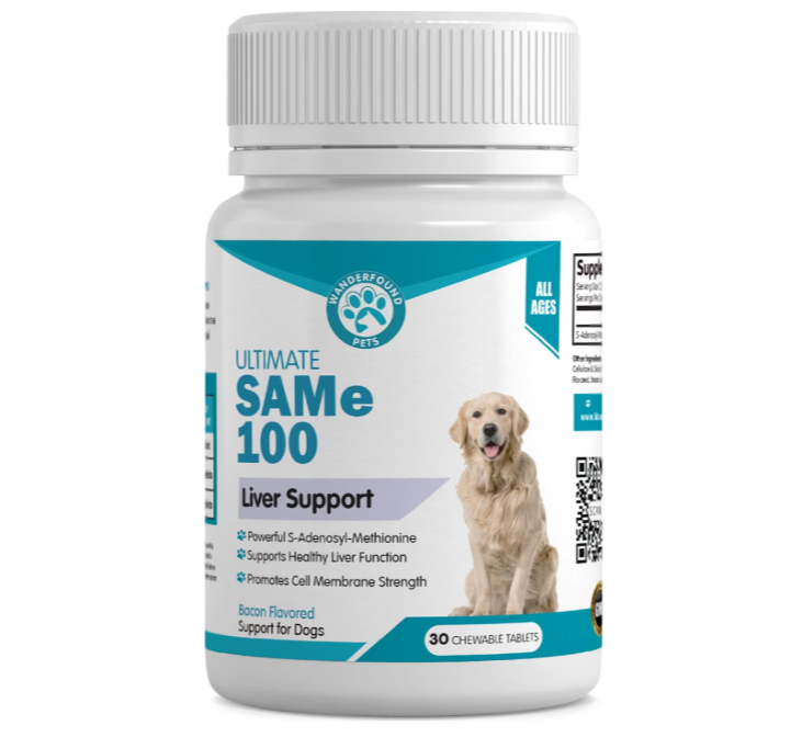 Wanderfound Pets Same 100 Liver Support for Dogs - Same S-Adenosyl-L-Methionine Hepatic Supplement for Liver & Brain Support