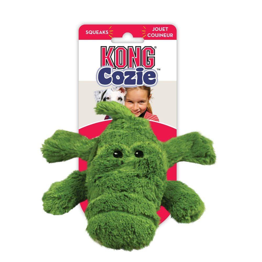 KONG Cozie Ali Alligator Plush Dog Toy, for Medium Dogs Soft Indoor Cuddle Plush Toy with a Squeaker & Minimal Stuffing, Great for Snuggling & Gentle Indoor Play