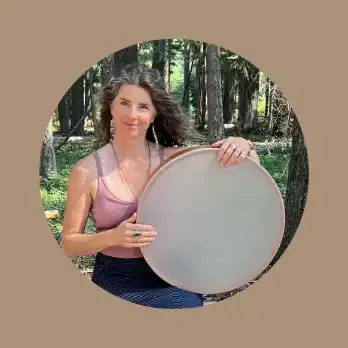 Megan Danforth of Wild Honey Trio giving testimonial for Krista Holland's Frame Drumming Academy width="348" height="348"px