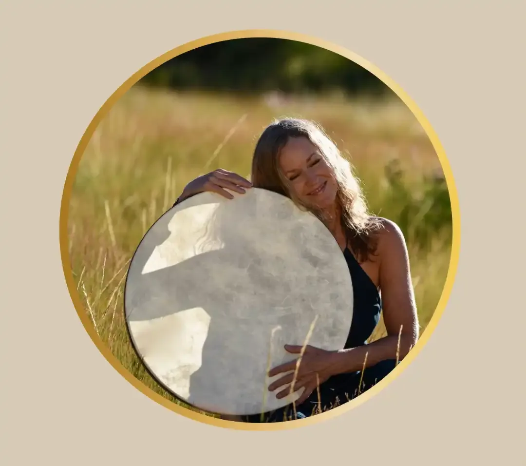 Krista Holland teaching Frame Drumming to a group in Sedona, Arizona