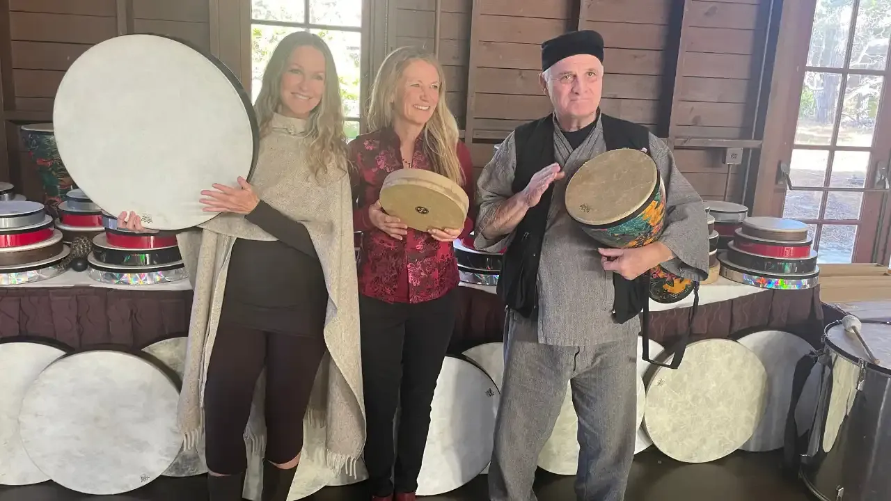 Krista Holland and frame drumming troupe Propolis at Heartbeat Stories, Rogue World Music Festival, Oregon