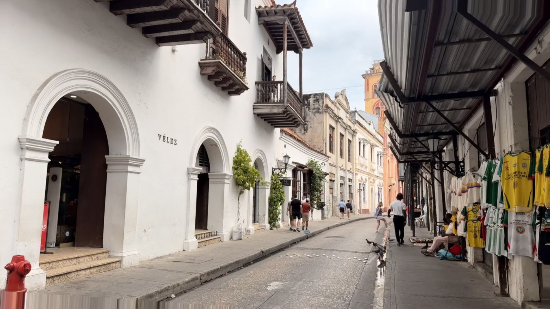 The cobblestone streets and historic old town at the Cartagena Colombia cruise port