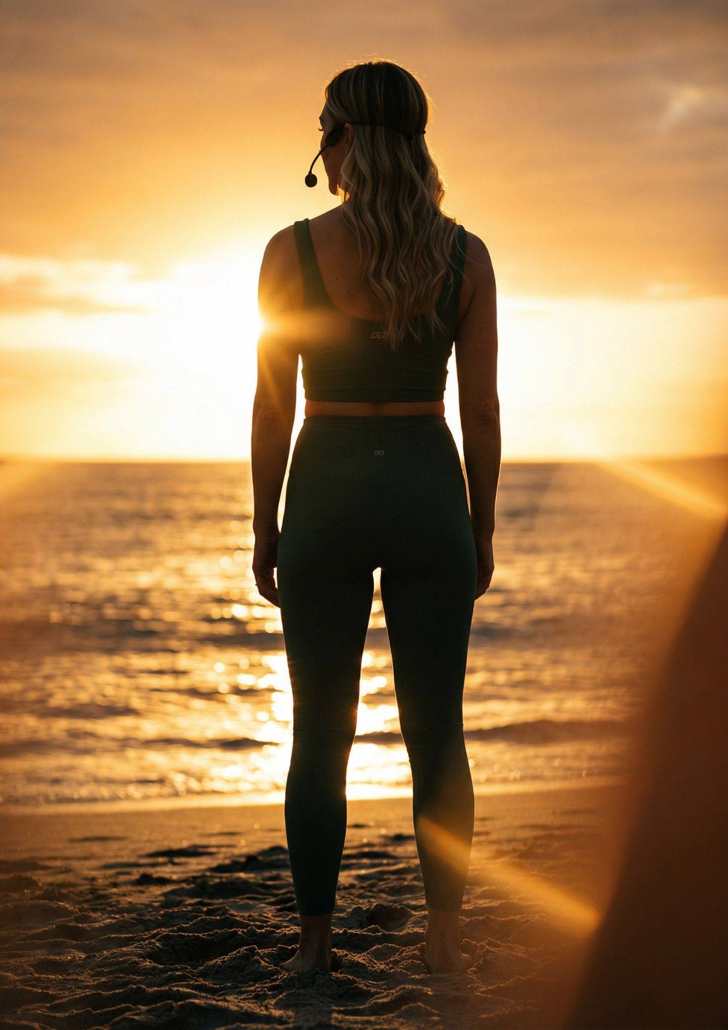 A woman returning to her own breath in the quiet of a morning practice