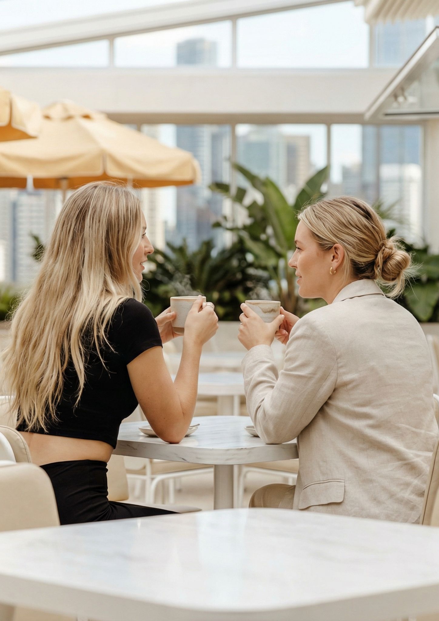 Elise Rose in conversation over coffee