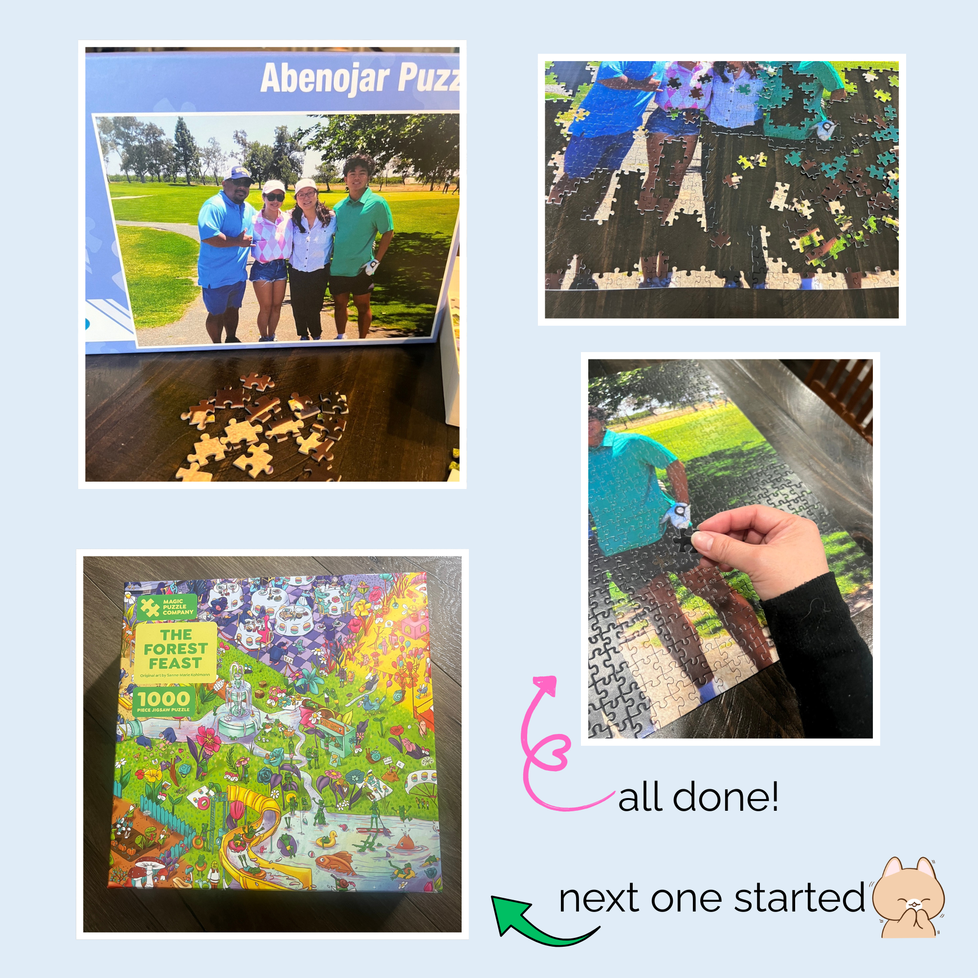 Noriko's jigsaw puzles photo of jigsaw puzzles of family and forest feast