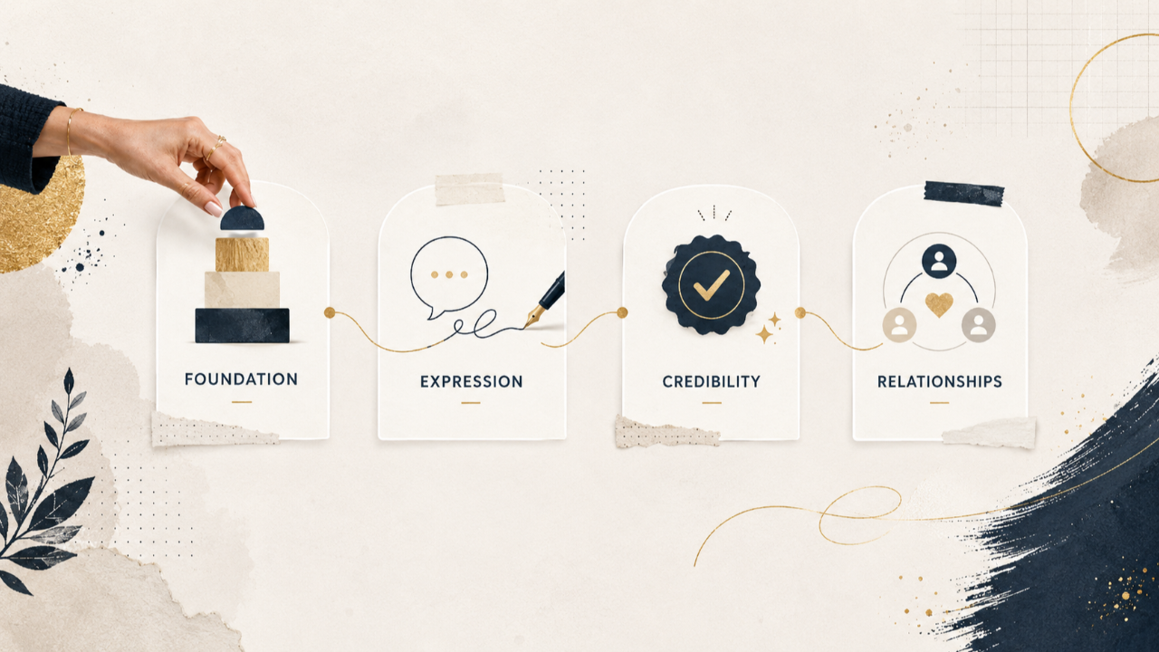 Four elements of a trusted founder-led brand shown as a clear framework.
