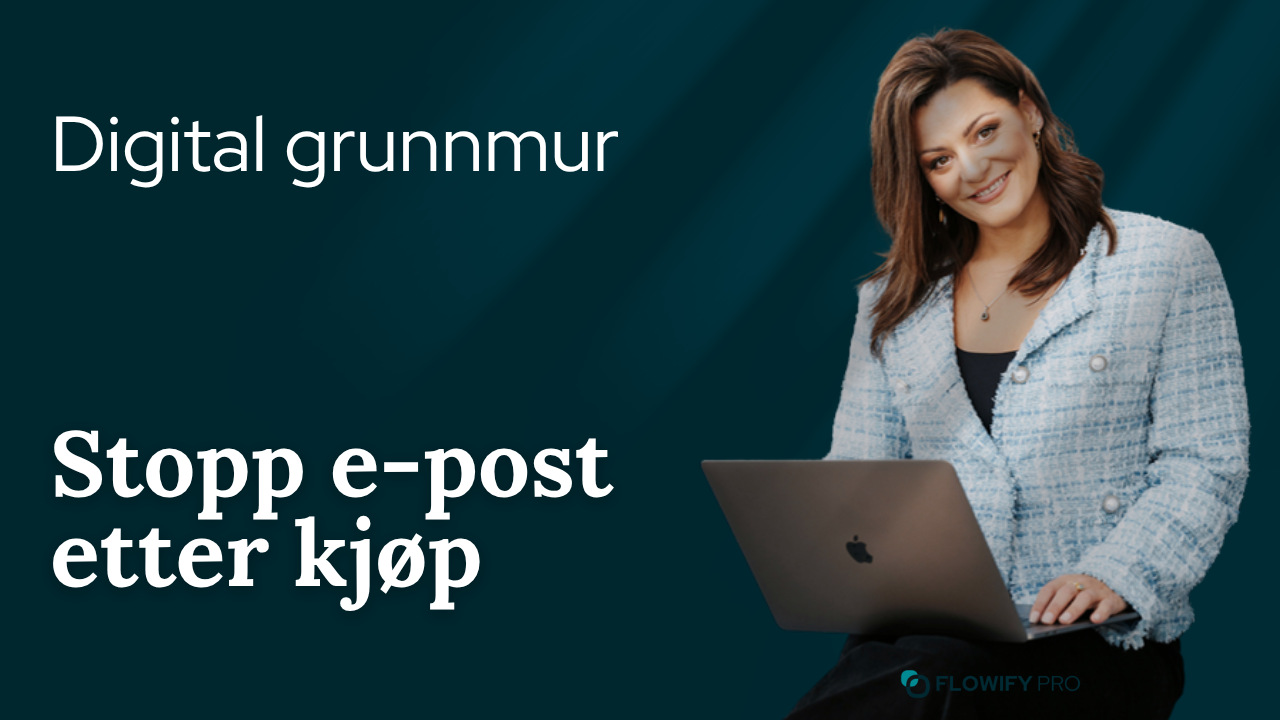 Silje Johansson med laptop og teksten «Stopp e-post etter kjøp»