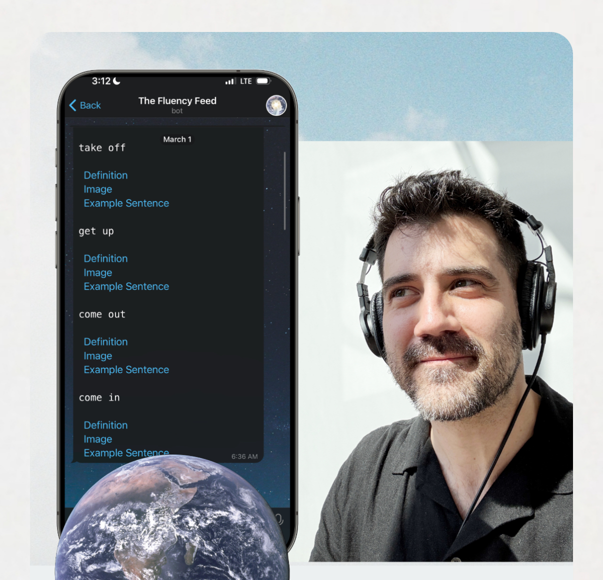 The Fluency Feed on Telegram next to Richard Dalton