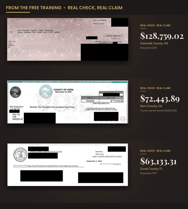 Three more recovered checks from the free training
