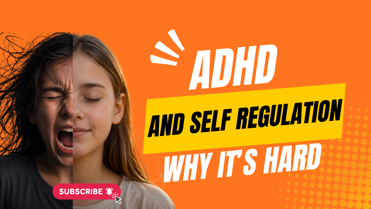 ADHD and self regulation visual showing child with emotional dysregulation vs calm focus